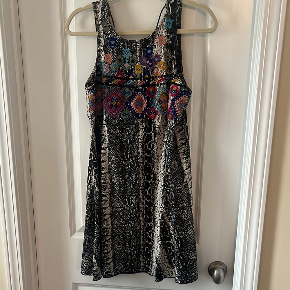 Embroidered Black and Multicolor Dress